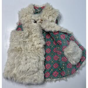 Matilda Jane Snow Queen Reversible Vest Faux Fur Size 8 Soft Floral Pink Girls